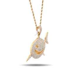 10k Yellow Gold 5CTW Natural Diamond Shark Pendant Mens Charm 13.4gms