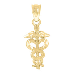 10kt Yellow Gold Diamond-Cut Unisex Registered Nurse Badge Charm Pendant