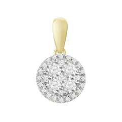 LADIES PENDANT WITH CHAIN 0.25CT ROUND DIAMOND 14K YELLOW GOLD