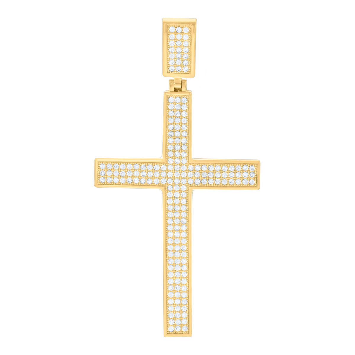 10kt Yellow Gold Cubic-Zirconia Mens Cross Angel Wings Religious Charm Pendant