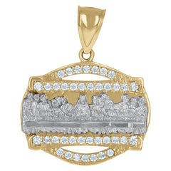 10kt Two-Tone Gold Mens Textured Jesus Religious Charm Pendant