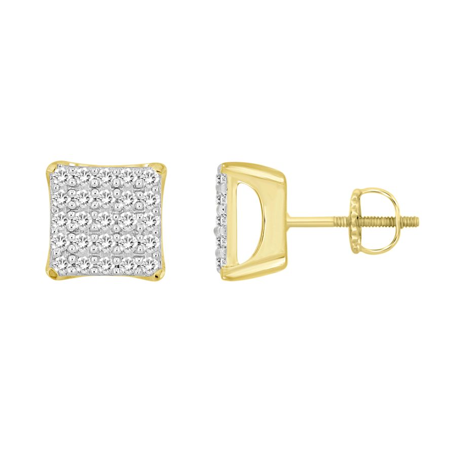 LADIES EARRINGS 0.25CT ROUND DIAMOND 10K YELLOW GOLD