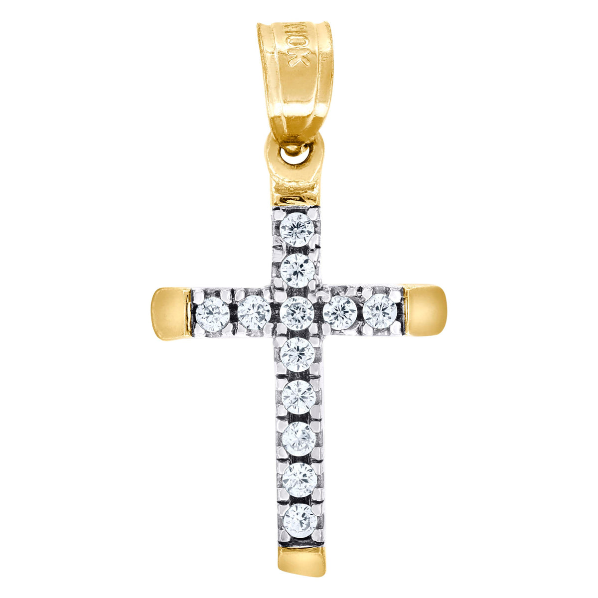 10kt Two-Tone Gold Unisex Textured Saint Christopher Pray For Us Religious Charm Pendant
