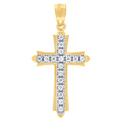 10kt Two-Tone Gold Unisex Textured Last Supper Pray For Us Religious Charm Pendant