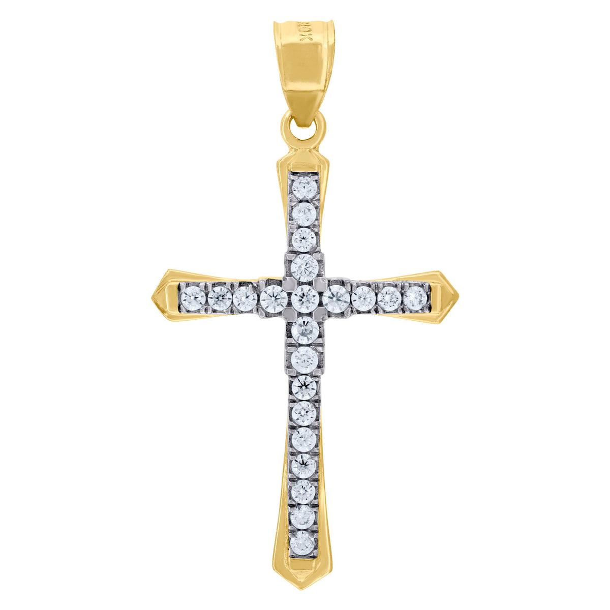 10kt Two-Tone Gold Unisex Diamond-Cut Initial E Charm Pendant