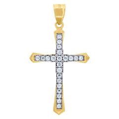 10kt Two-Tone Gold Unisex Diamond-Cut Initial E Charm Pendant