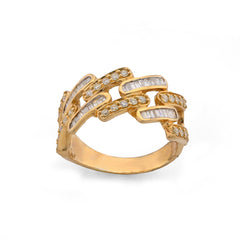 Cuban Natural Diamond 4.15CTW 10k Gold Baguette/Round Mens Pinky Ring 5.7gms