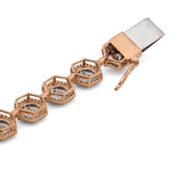 8MM 10k Yellow Gold 2CTW Natural Diamond Hexagon Link Illusion Set 8" Bracelet 13.1gms