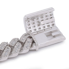 10MM 925 Sterling Silver 6.25CTW Baguette Natural Diamond Cuban Link 8" Mens Bracelet 37.8gms