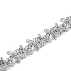 925 Sterling Steel 1.25CTW Natural Diamond Thorns Halo Link Mens 8" Bracelet 24.4gms
