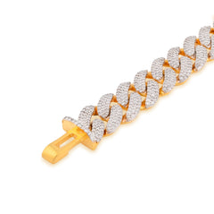 925 Yellow Sterling Silver 3.52CTW Natural Diamond Curb Cuban Link 8.5MM 8" Bracelet 20gms