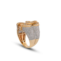 10k Gold Dollar Sign "$" 2.75CTW Natural Diamond Side Iced Mens Pinky Ring 10gms