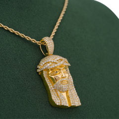 10k Yellow Gold 5CTW Natural Diamond Jesus Head Charm Religious Mens Charm 15.7g
