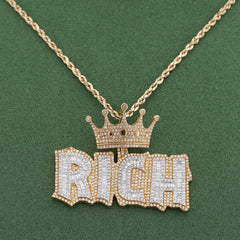 10k Yellow Gold RICH Crown Pendant 5CTW Natural Diamond Mens Charm 14.7g