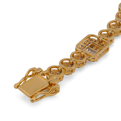 8.5MM 10k Yellow Gold 5.25CTW Baguette Natural Diamond Rectangular Circlular Link 8" Bracelet 14.7gms