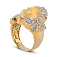 10k Yellow Gold 1.05CTW Natural Diamond Indian Tribe Baguette Mens Ring 13.6g