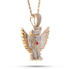 10k Yellow Gold Lion w/ Wings & Crown 4.89CTW Natural Diamond Charm 18g Mens Pendant