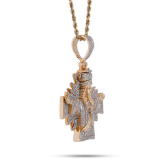 10k Yellow Gold Cross Jesus 2.5CTW Natural Diamond Charm Mens Religious Pendant 19.9g