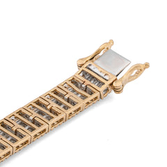 8MM 10k Yellow Gold 5.75CTW Natural Diamond Baguette Centre Row Rectangular Link 8" Tennis Bracelet 24.2g