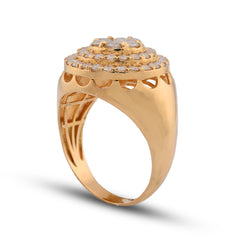 Mens 7 Stone Flower Cluster Natural Diamond 14k Gold 1.75CTW Halo Pinky Ring 6.8gms