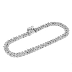 7MM 925 Sterling Silver 8.10CTW Natural Diamond Round Cuban Chain 22" Mens Necklace 43.7gms