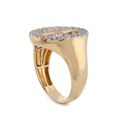 10k Gold Dollar Sign $ Round 0.70CTW Natural Diamond Cuban Edge Mens Pinky Ring 9.6gms