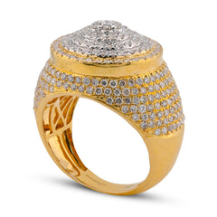 10k Yellow Gold 3.30CTW Natural Diamond Round Halo Cluster Mens Ring 8.8g