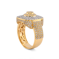 Square Shape Centre Round 2.14CTW Natural Diamond Halo 10k Gold Mens Pinky Ring 7.8g