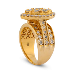 10k Yellow Gold Tear Drop Shape Mosaic Set Halo 1.51CTW Natural Diamond Womens Ring 10g