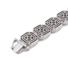 13MM 10k White Gold 14CTW Natural Diamond Octagon Shape Link Baguette Tennis Mens Bracelet 43.5gms 8"