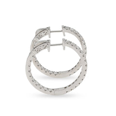 925 Sterling Silver 2 CTW Lab Diamond Hoop Earring Womens Studs 6gms