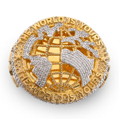 10k Yellow Gold "THE WORLD IS YOURS" 1.375CTW Natural Diamond Mens Ring 11.9gms