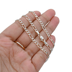 10k White Gold Solid Figaro Chain 2MM to 11.5MM Necklaces From 2.2gms to 93.9gms  Available Lengths 14" to 30"