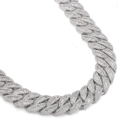 12MM 925 Sterling Silver 16.25CTW Natural Diamond Baguette Cuban Link Chain 22" 95.1g Necklace