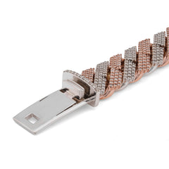 Mens 12MM 10k Rose/White Gold 11.70CTW Natural Diamond Snake Cuban Link 8" Bracelet 109.6gms