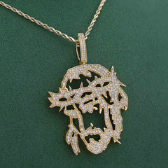 10k Yellow Gold 3.5CTW Natural Diamond Jesus Head Pendant Charm 16.6gms