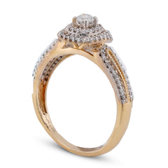 10k Yellow Gold 1.25CTW Natural Diamond Solitaire Centre Halo Square Womens Ring 3.1gms