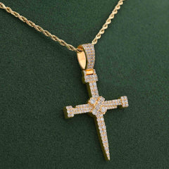 Nail Cross 2CTW Natural Diamond 10k Gold Charm Pendant 6.3g For Mens