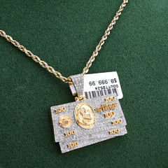 Mens 10k Gold $100 Bill 1.75CTW Natural Diamond Pendant Mens Charm 8.9gms