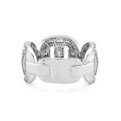 Mens Chain Link 2.25CTW Natural Diamond 10k Gold Baguette/Round Pinky Ring 11.3g