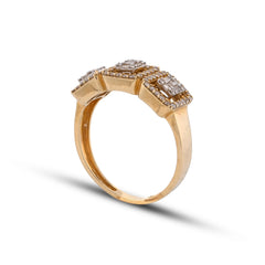 Rectangular 3 Link 1CTW Natural Diamond 10k Yellow Gold Baguette Centre Men Pinky Ring 4.1g