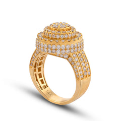 Flower Cluster Halo Natural Diamond 14K Yellow Gold Round 3CTW Mens Pinky Ring 9.6gms