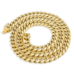 10k Yellow Gold Hollow Miami Cuban Chain 4.2gms to 186gms Necklace 3MM to 17MM Lengths Available 16" to 30"