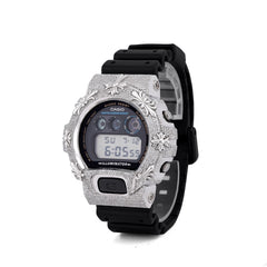 Casio G-Shock DW-6900 3.5 CT Natural Diamond Iced Out White Chrome Heart Cross Watch