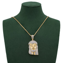10k Yellow Gold 3CTW Natural Diamond Jesus Head Religious Pendant Mens Charm 21.6gms