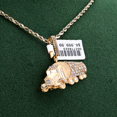 10k Gold 1.25CTW Natural Diamond Truck Pendant Mens Charm 6.4gms