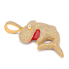 Mens Shark 5CTW Natural Diamond 10k Gold  Pendant Charm 18.2gms