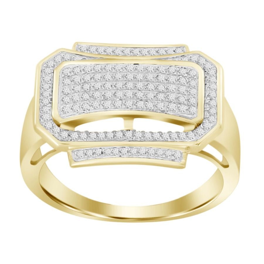 MEN'S RING 0.50CT ROUND DIAMOND 10K YELLOW GOLD