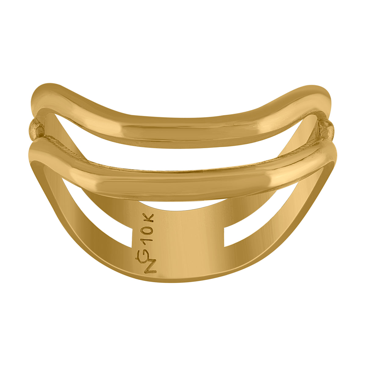 10kt Yellow Gold Womens Two Row Curve Engagement Ring