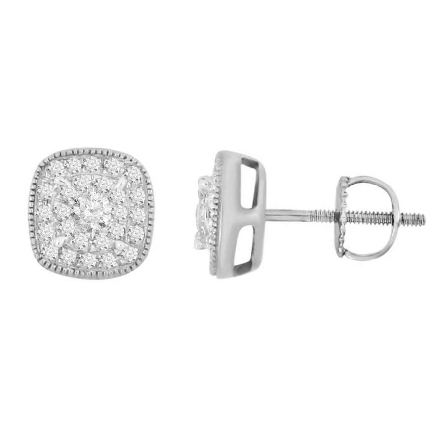 LADIES EARRINGS 0.25CT ROUND DIAMOND 10K WHITE GOLD